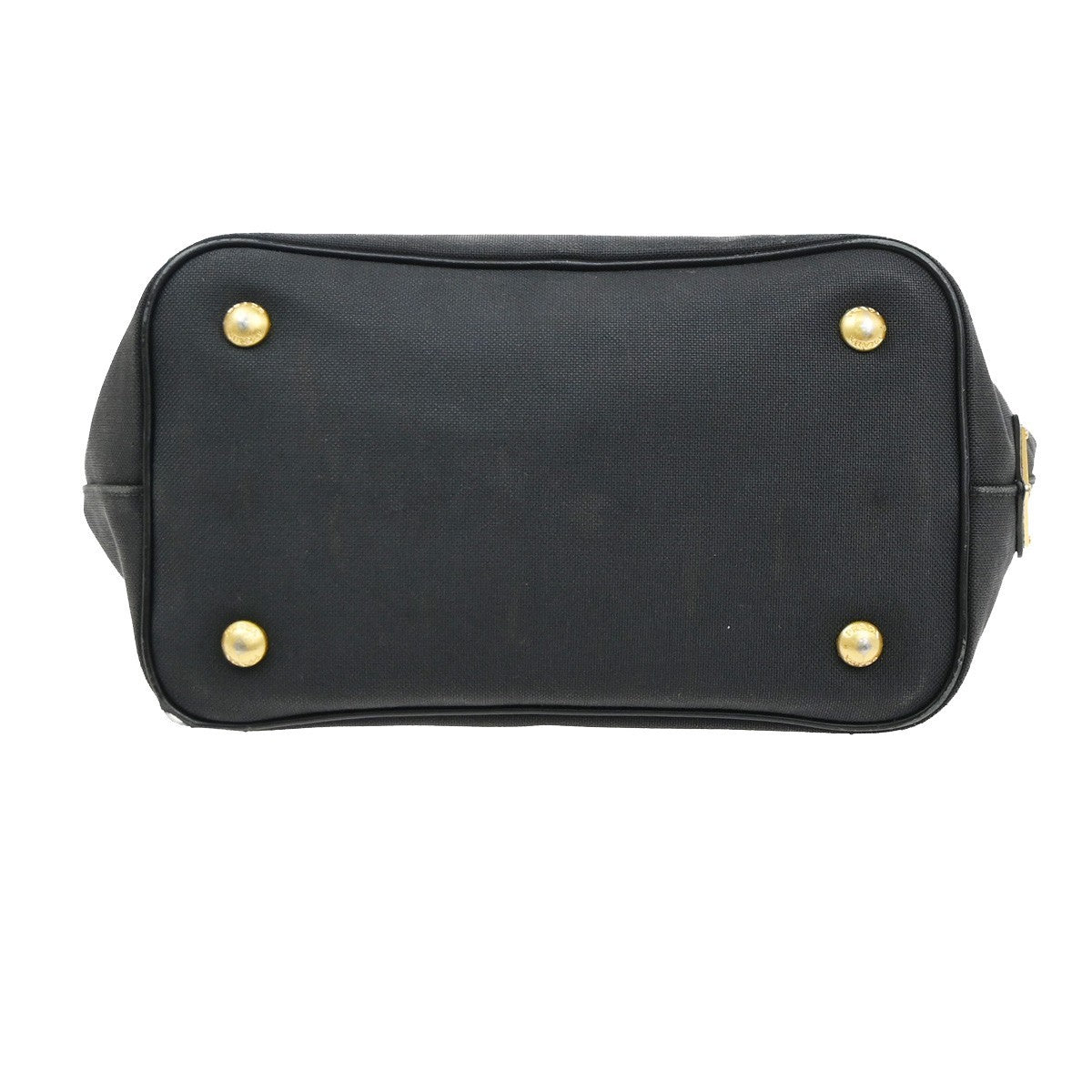 PRADA Logo Jacquard Shoulder Hand Bag Canvas Leather  Black GHW 30SA098
