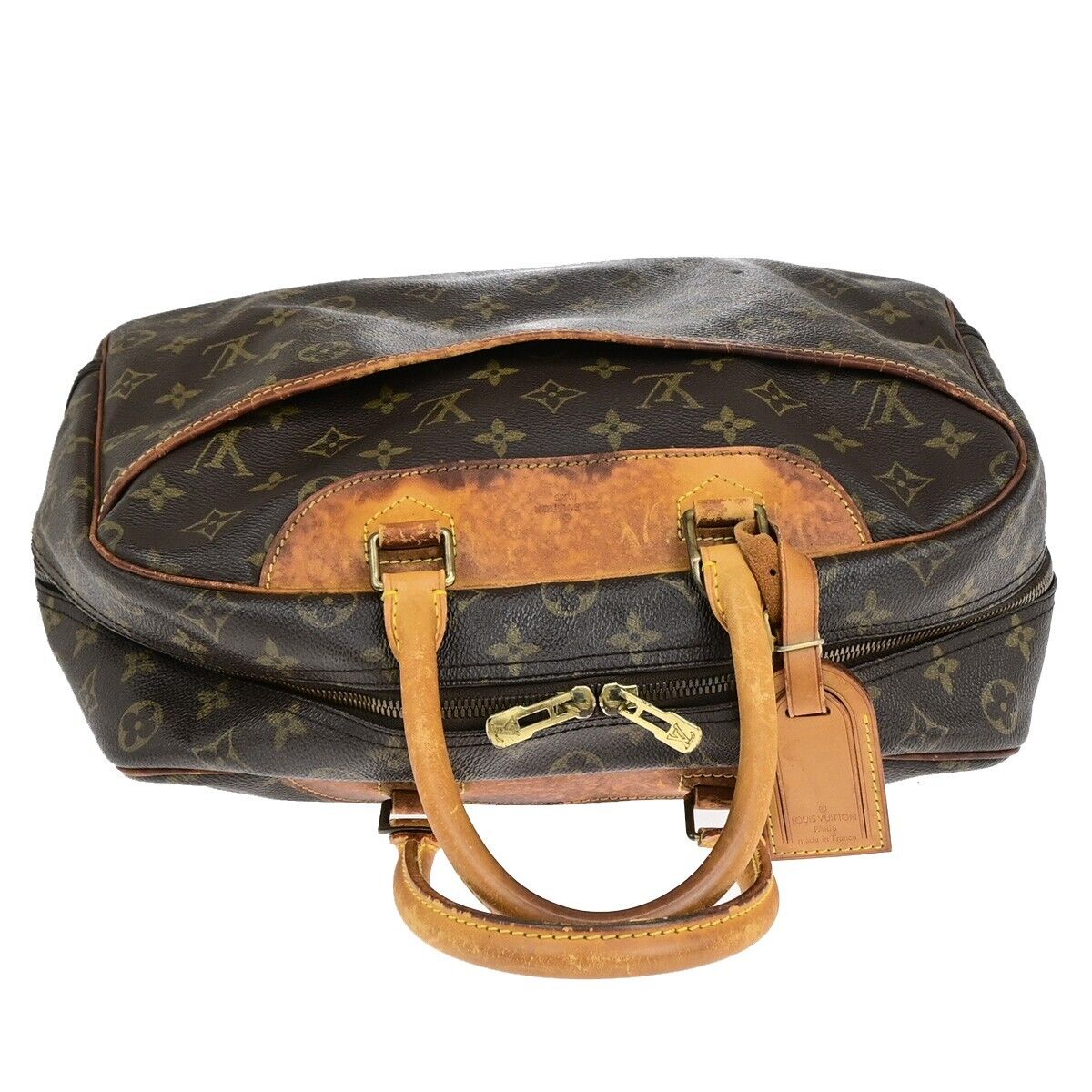 LOUIS VUITTON LV Logo Deauville Hand Bag Monogram Leather Brown M47270 61EC992