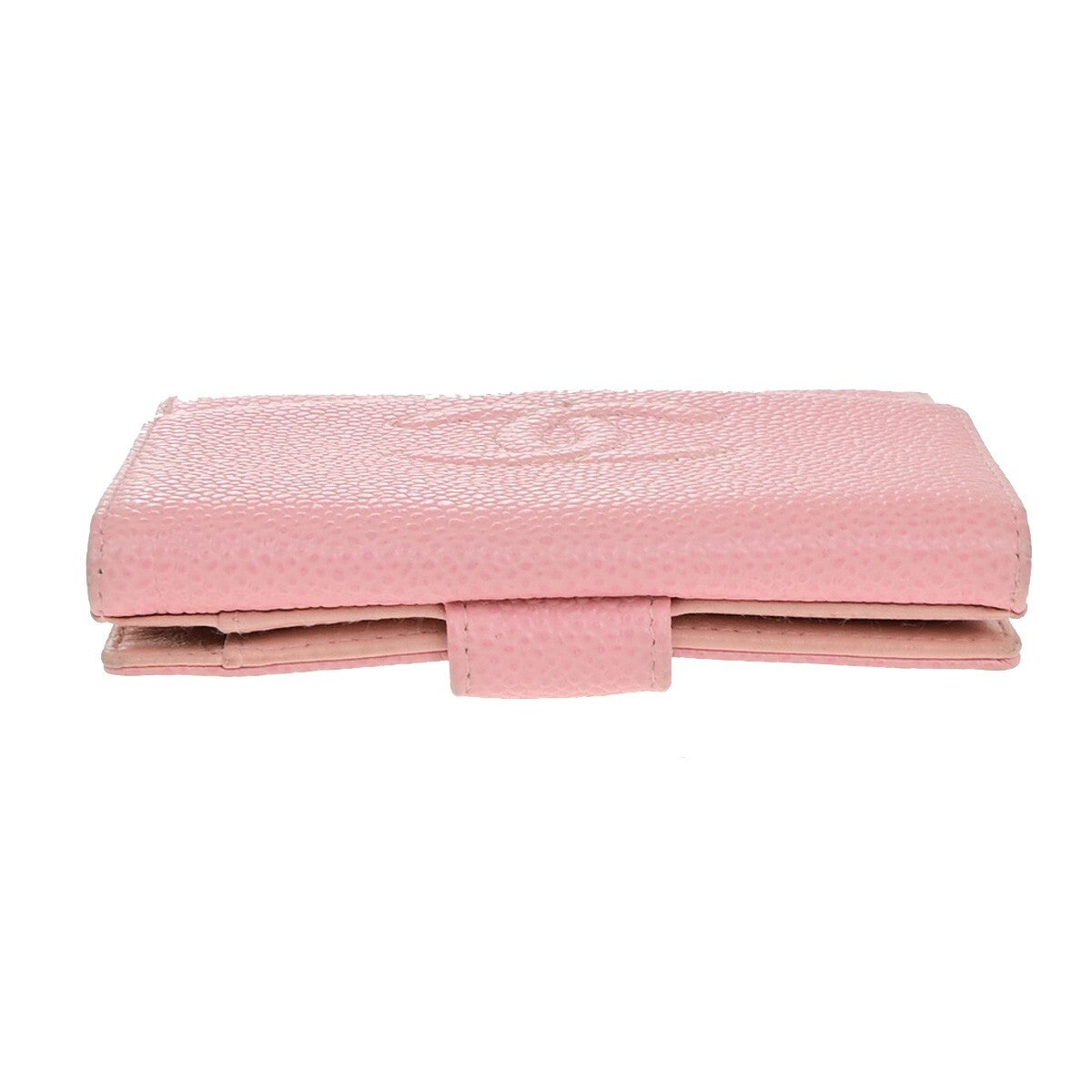 CHANEL CC Logo Bifold Compact Wallet Grained Calfskin Leather Pink GHW 83KB512