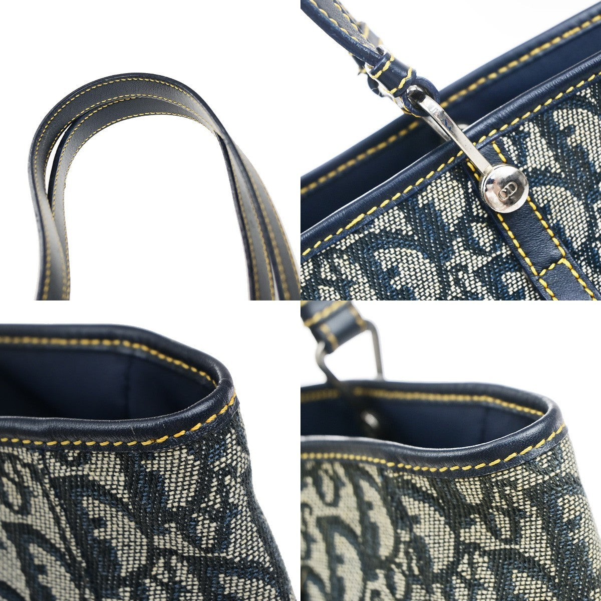 CHRISTIAN DIOR Trotter Pattern Shoulder Tote Bag Canvas Leather BE Italy 76MA704