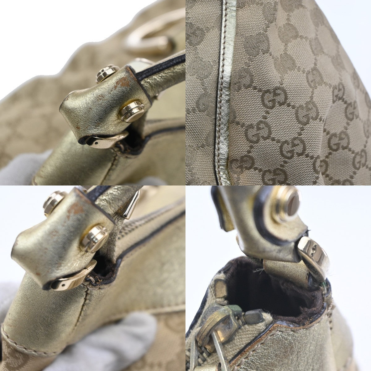 GUCCI Logo Abbey GG Shoulder Hand Bag Canvas Leather Gold GHW Italy 04MA154