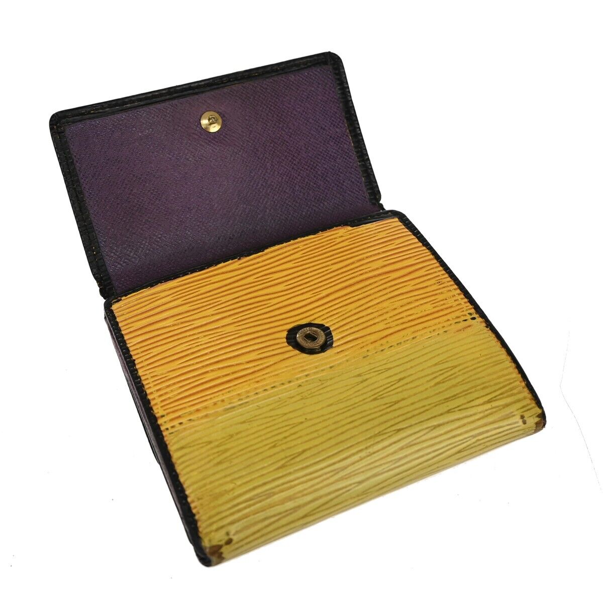 LOUIS VUITTON LV 2 Set Bifold Trifold Wallet Epi Leather Yellow Lilac 07EA201