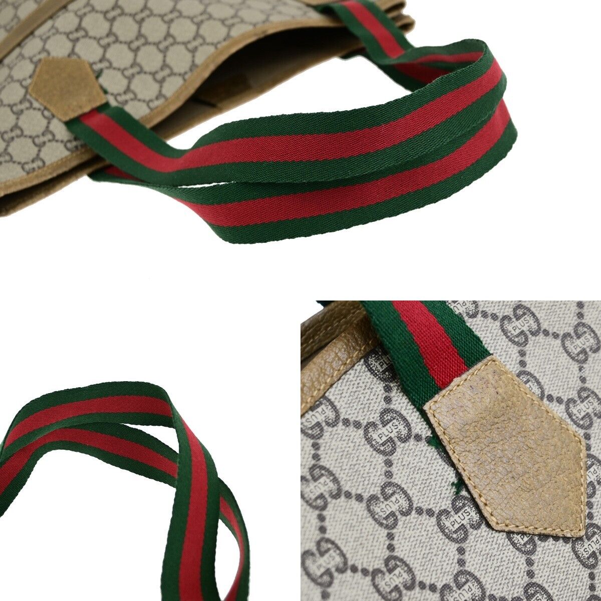 GUCCI PLUS GG Pattern Sherry Shoulder Tote Bag PVC Leather Brown Italy 67KA413