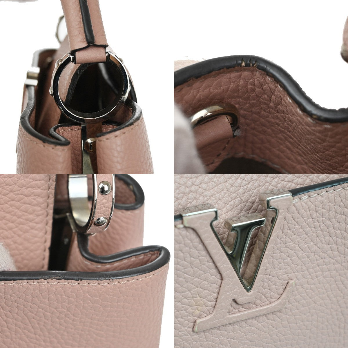 LOUIS VUITTON LV LOGO Capucines BB Hand Bag Leather Pink M22178 300RF767