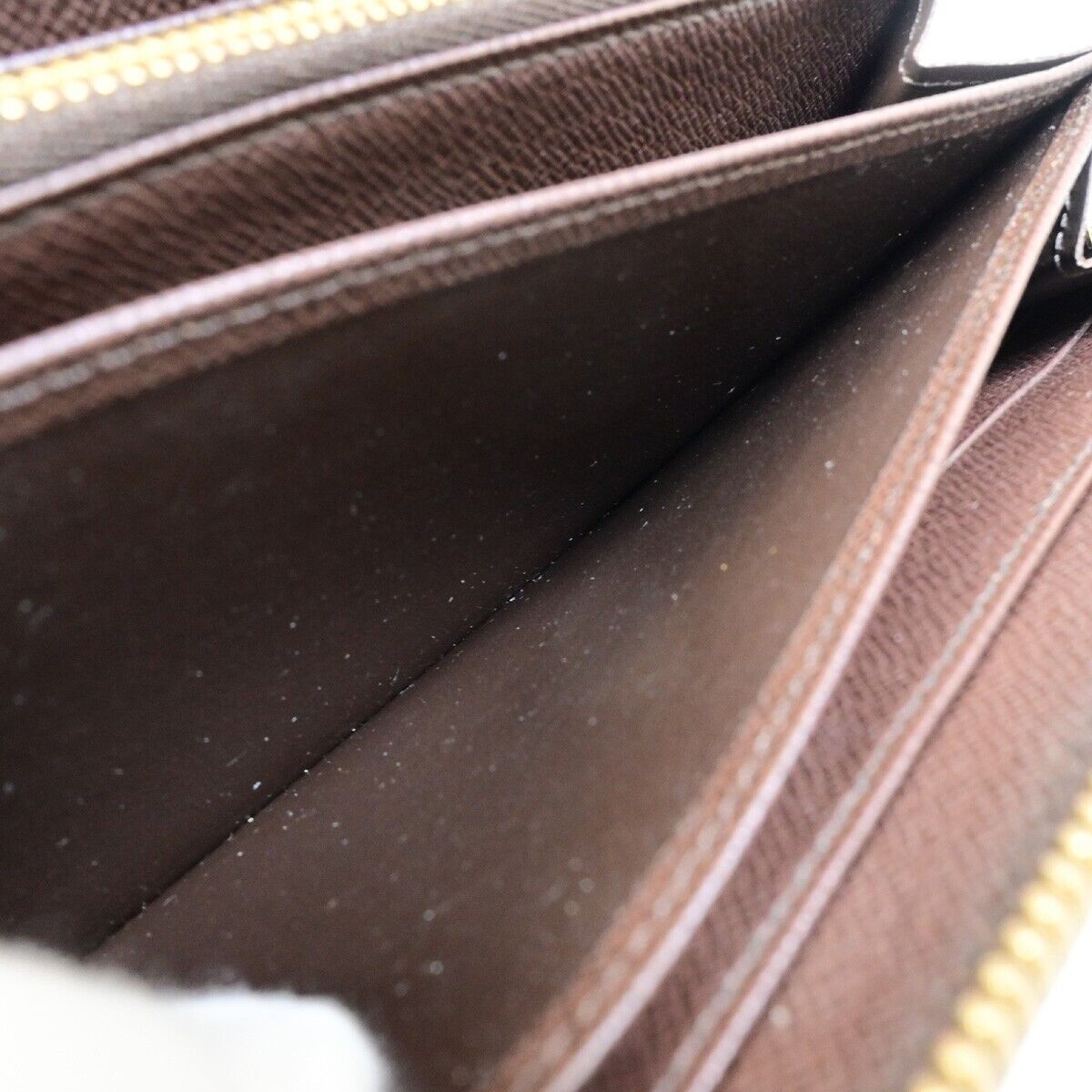 LOUIS VUITTON Zippy Wallet Long Bifold Purse Damier Leather Brown N60015 71EB896