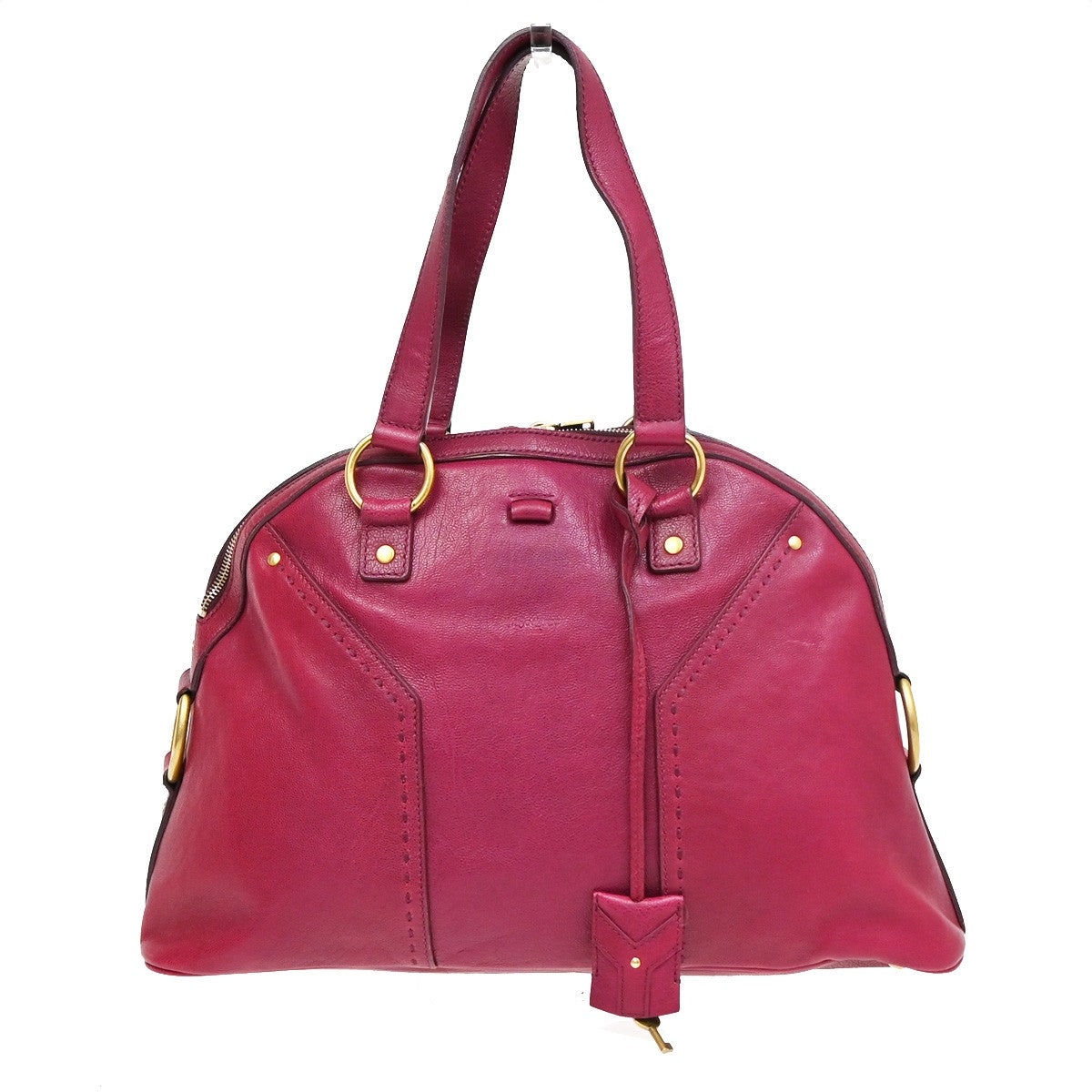 YVES SAINT LAURENT Logo Muse Shoulder Bag Leather Pink GHW Italy 33YH641
