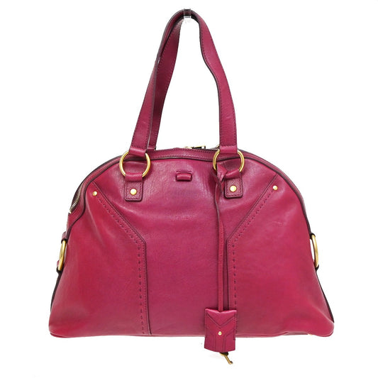 YVES SAINT LAURENT Logo Muse Shoulder Bag Leather Pink GHW Italy 33YH641