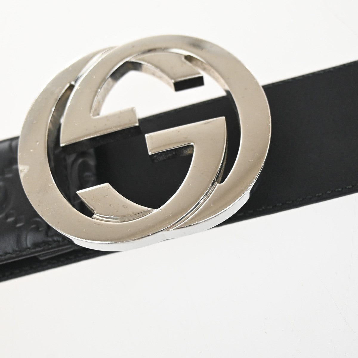 GUCCI Interlocking G Guccissima Signature Belt Size 80/32 Leather BK SHW 37KB644