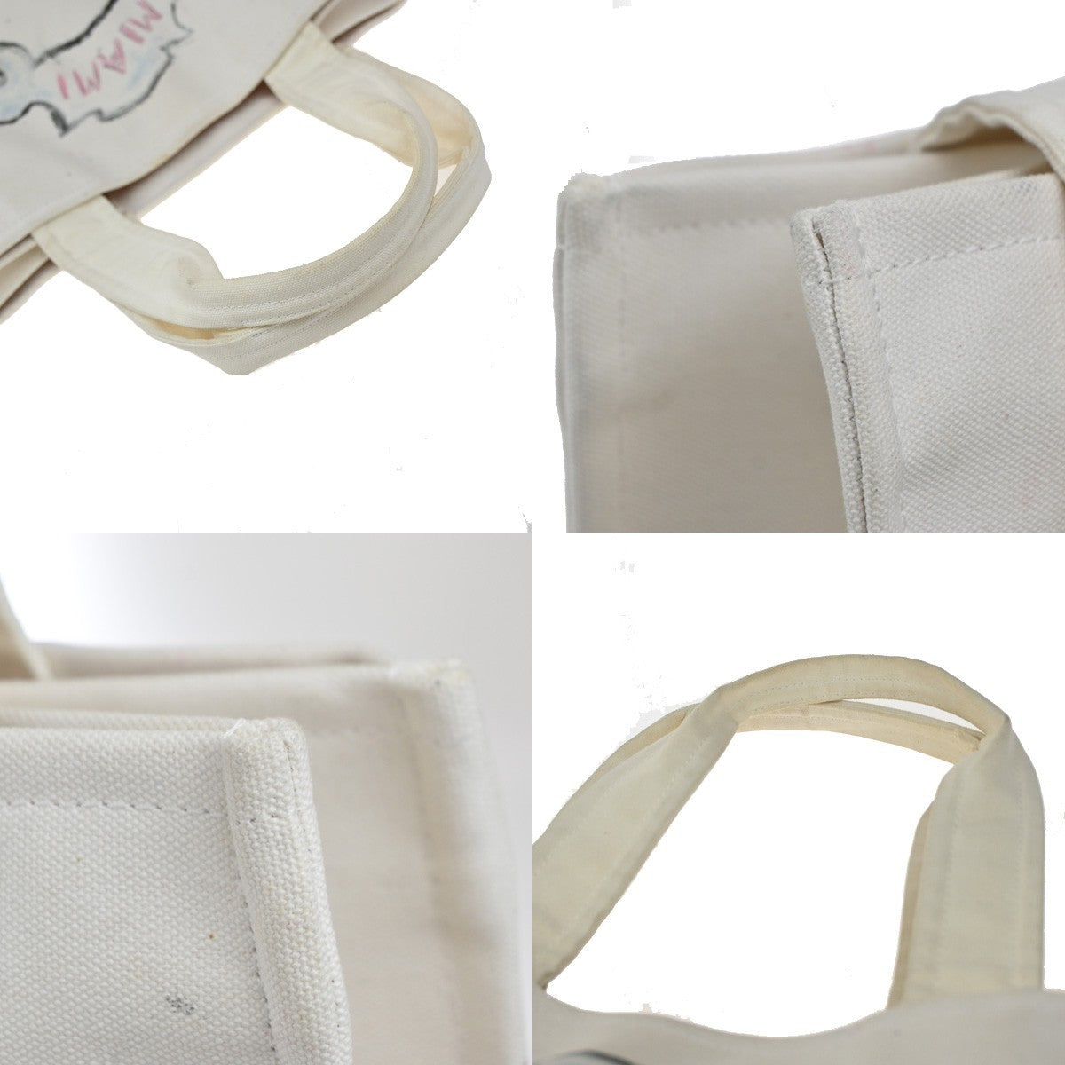 CHANEL CC Logo Cruise Line Miami Shoulder Tote Bag Canvas White 89KP264