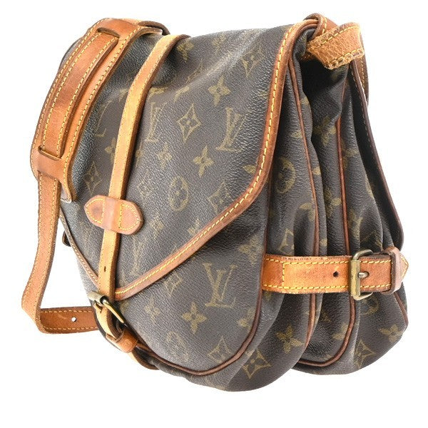 LOUIS VUITTON Logo Saumur 30 Shoulder Bag Monogram Leather Brown M42256 39PA062