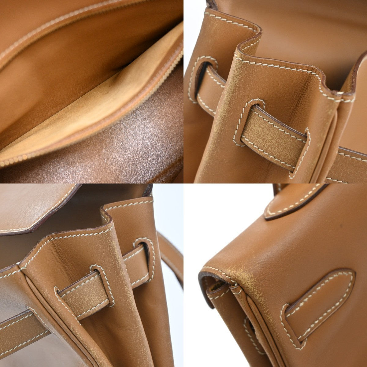 HERMES Kelly 35 2Way Shoulder Hand Bag Chamonix Leather Brown Vintage 247RF960