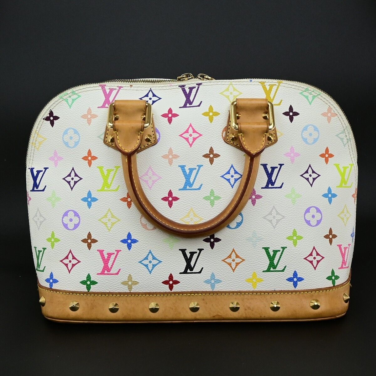 LOUIS VUITTON LV Logo Alma Hand Bag Monogram Multi Color White M92647 689RF219