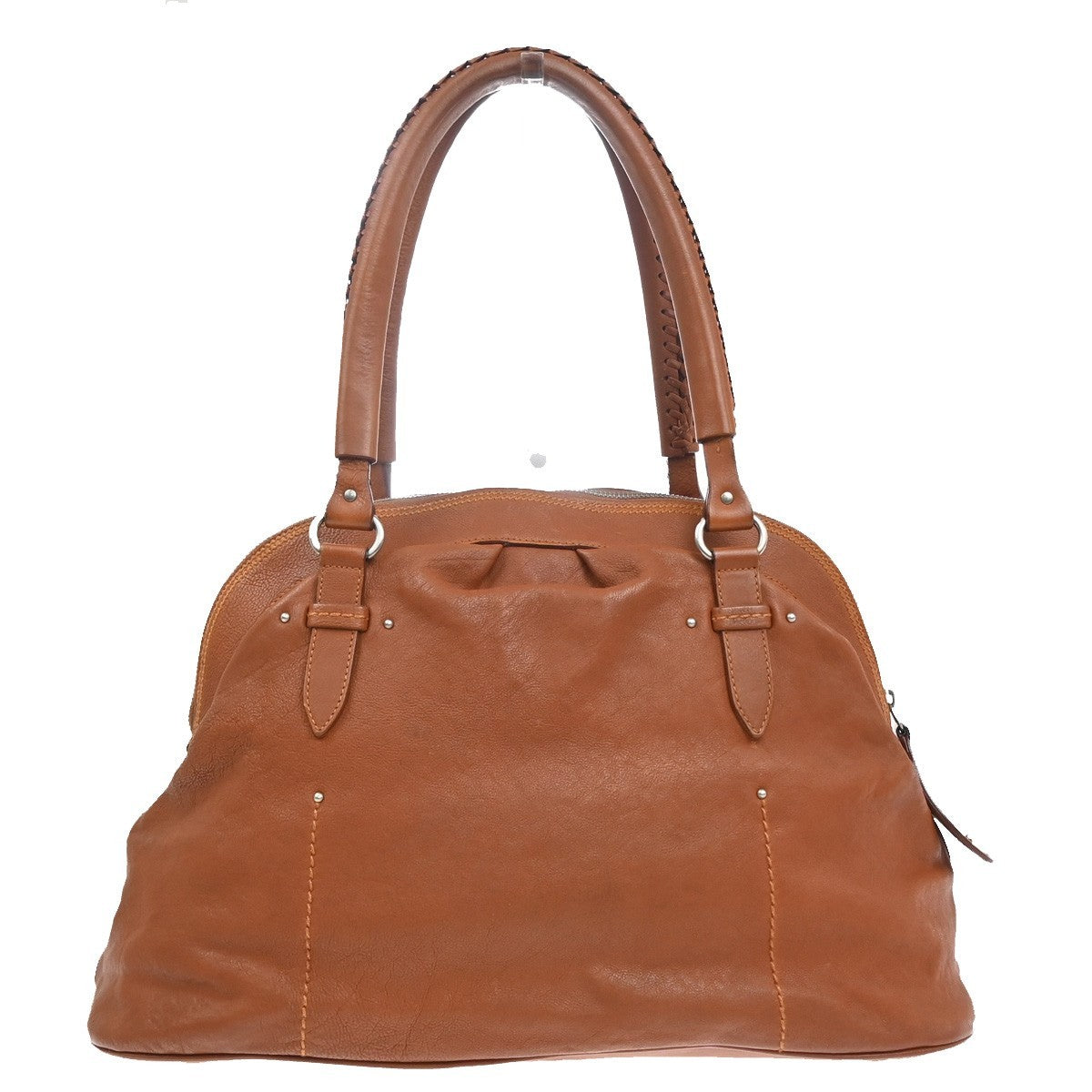 CHRISTIAN DIOR Logo Shoulder Tote Hand Bag Leather Brown SHW Italy 12KC713