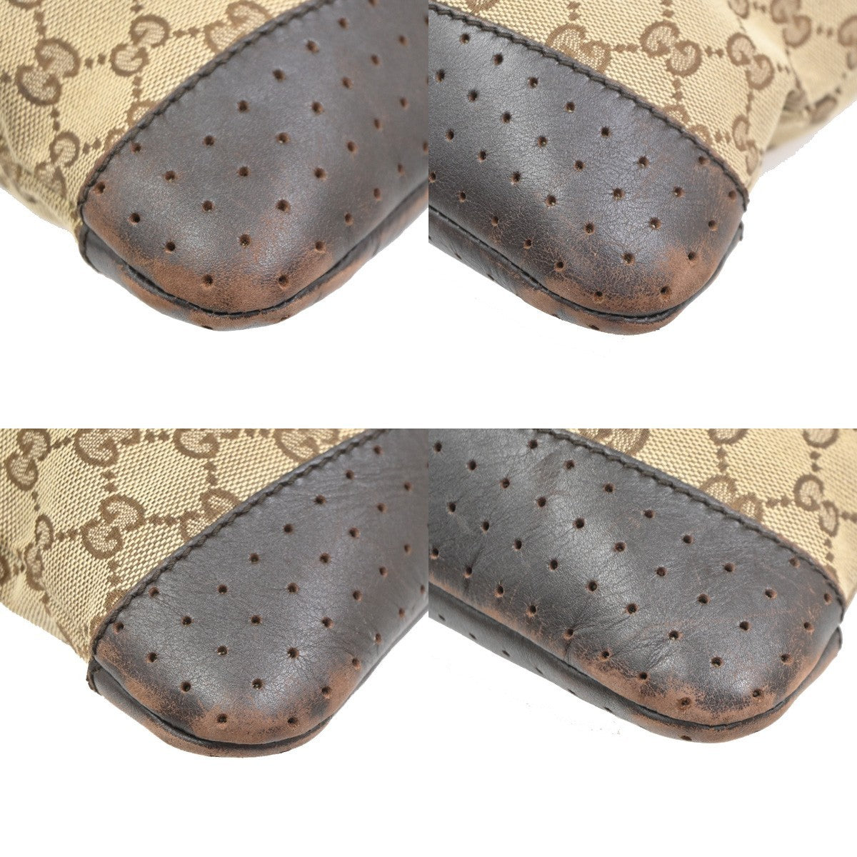 GUCCI Logo GG Crossbody Shoulder Bag Leather Canvas Brown SHW Italy 65TA715