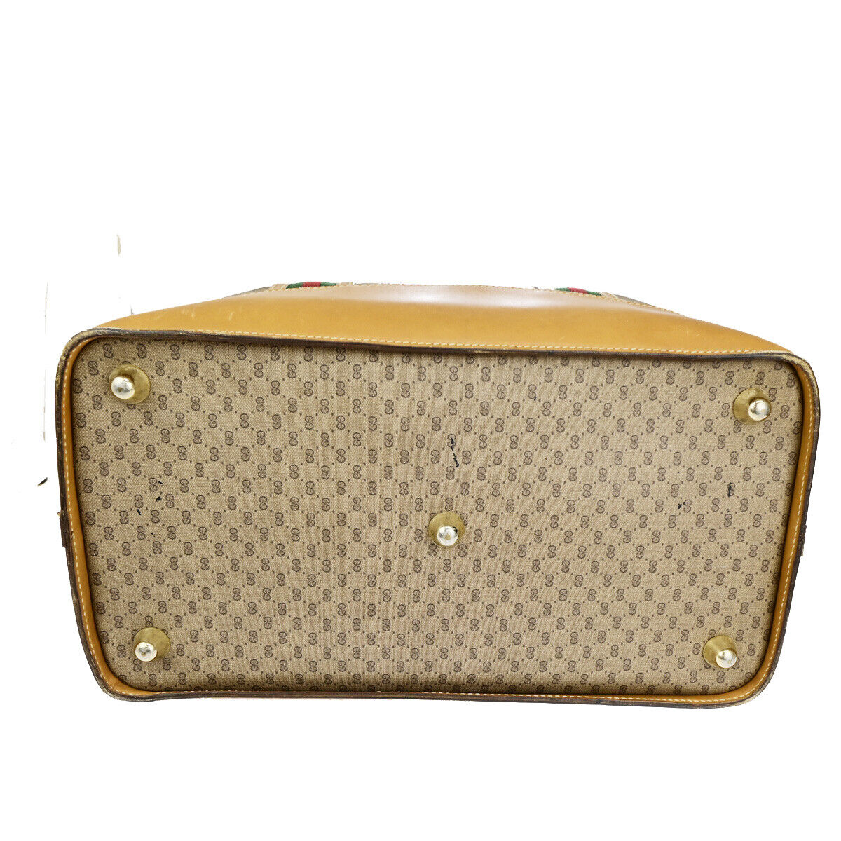 GUCCI Logo Sherry GG Pattern Travel Hand Bag PVC Leather Brown Italy 62YG543