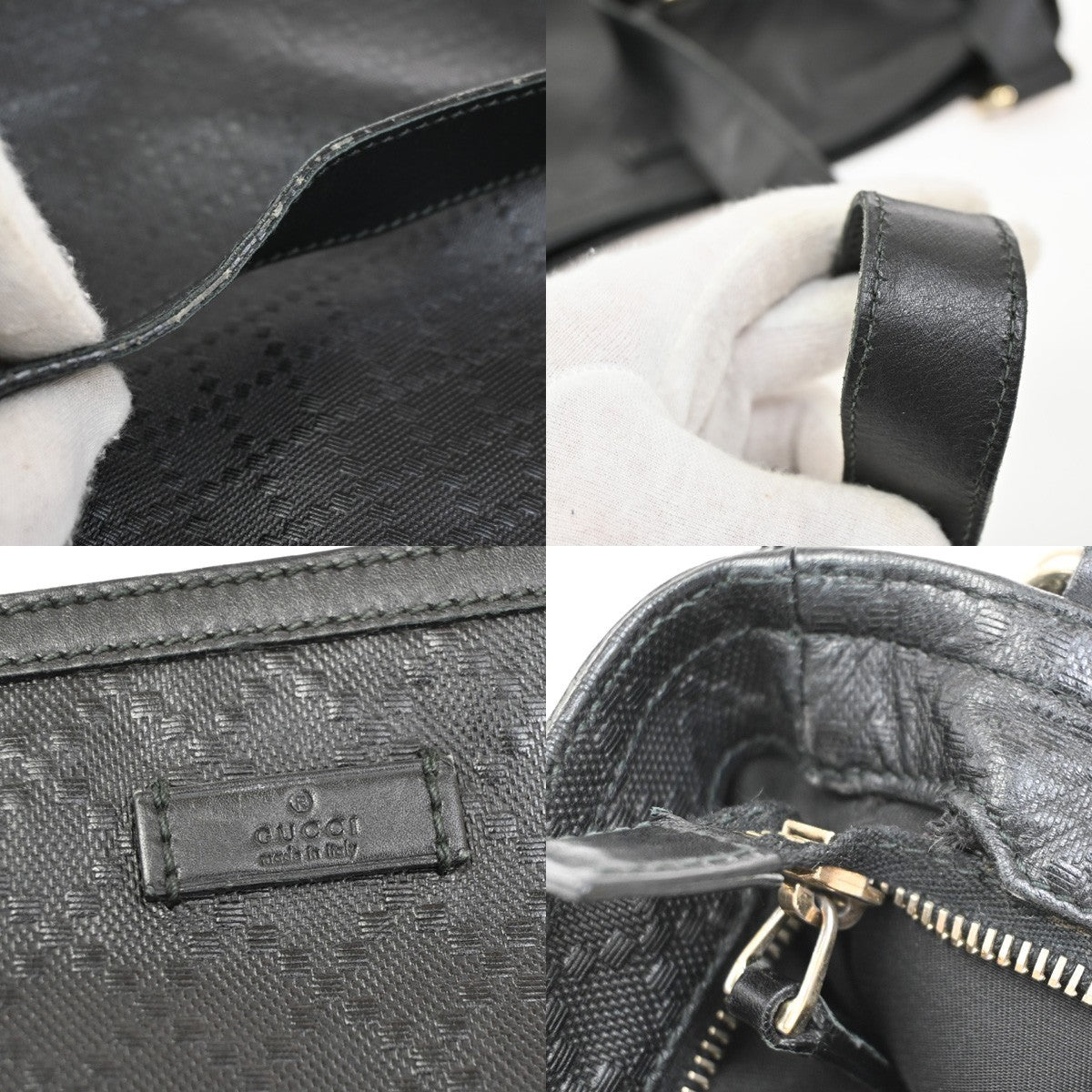 GUCCI Logo Imprime Messenger Bag Coated Canvas Leather Black SHW Italy 34DA255