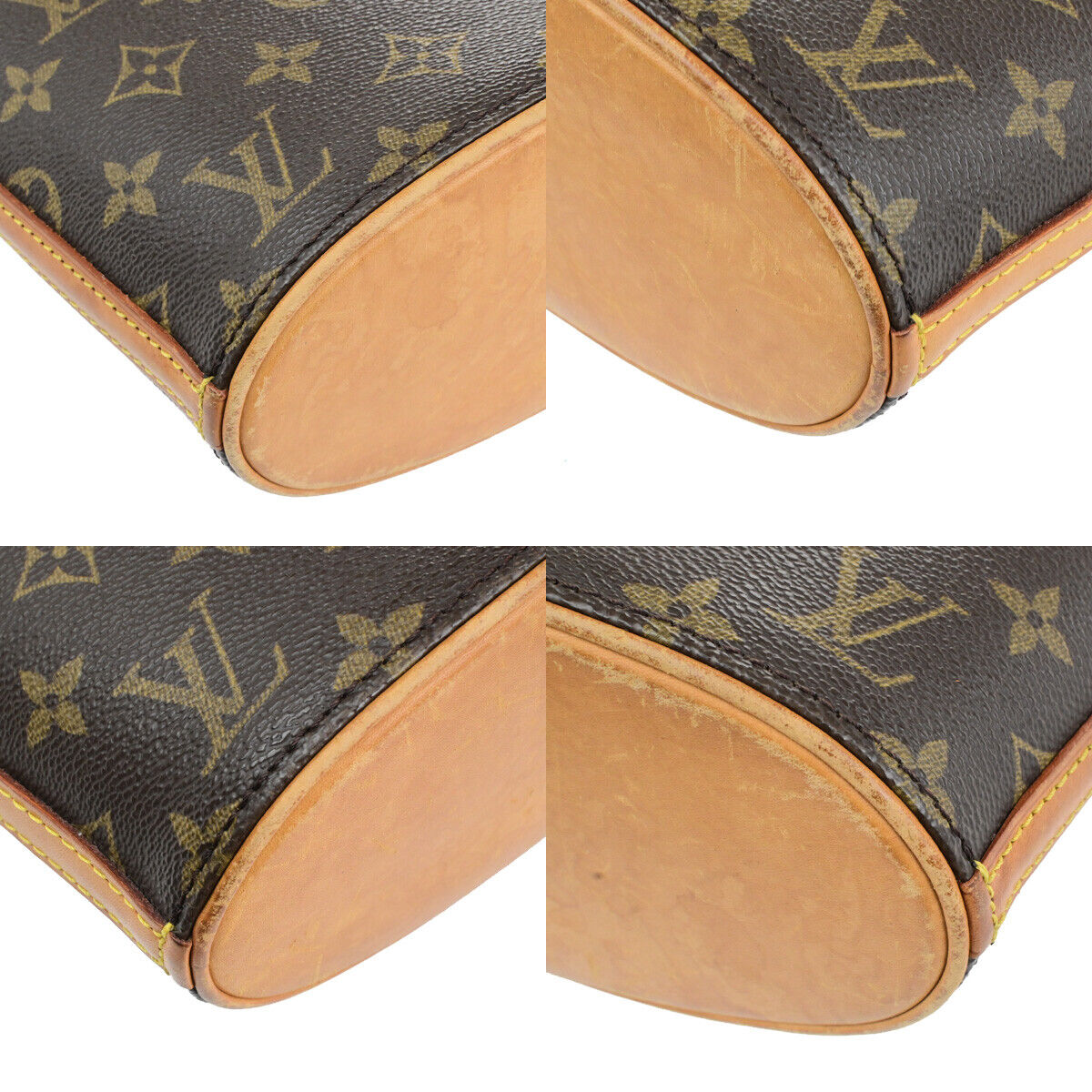 LOUIS VUITTON Logo Drouot Shoulder Bag Monogram Leather Brown M51290 75KA503