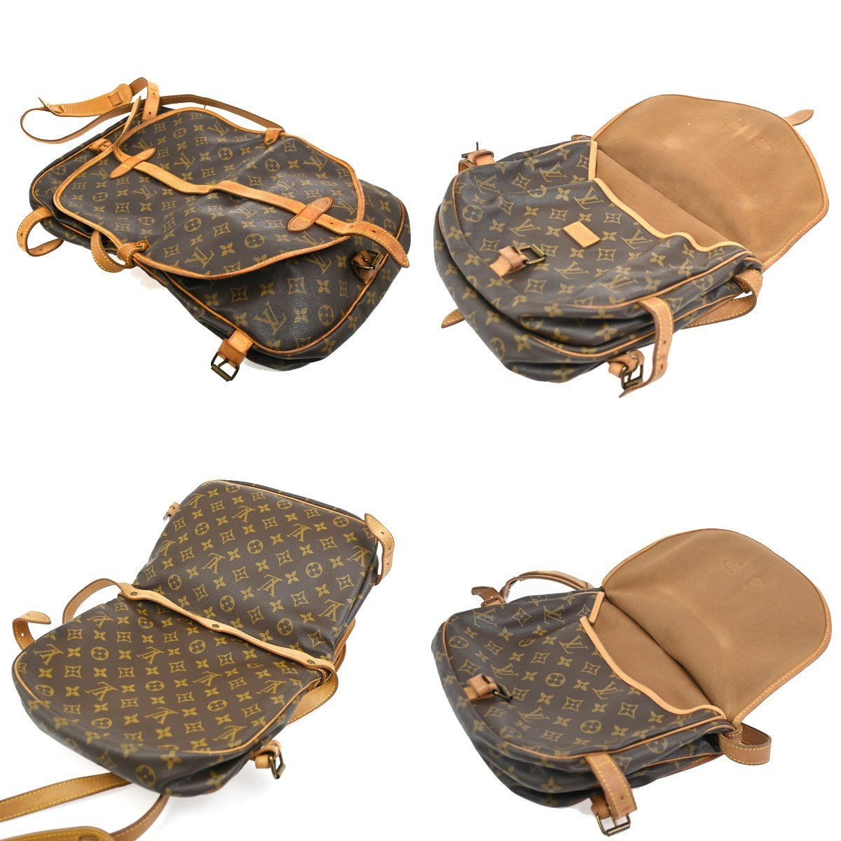 LOUIS VUITTON Logo Saumur 30 Shoulder Bag Monogram Leather Brown M42256 82CA792
