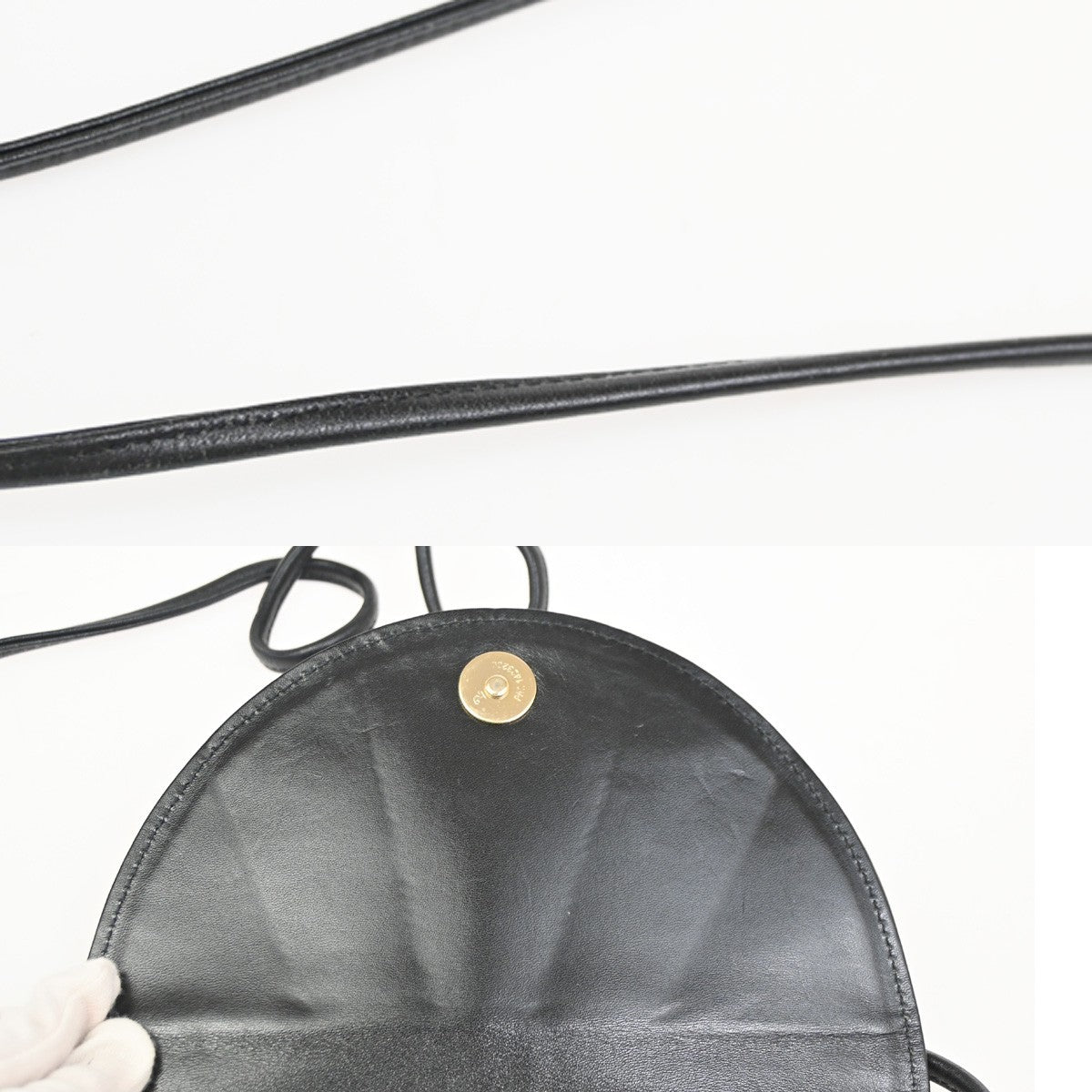 YVES SAINT LAURENT YSL Shoulder Crossbody Bag Embossed Leather Black 63ZA203