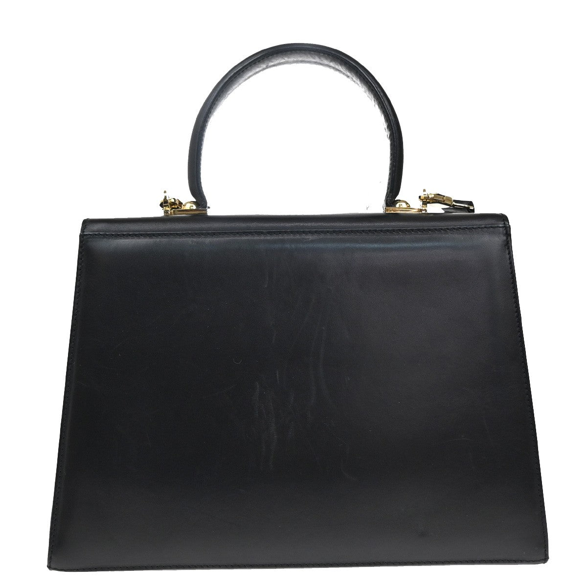 SALVATORE FERRAGAMO Gancini 2Way Shoulder Hand Bag Leather Black GHW 76RL108