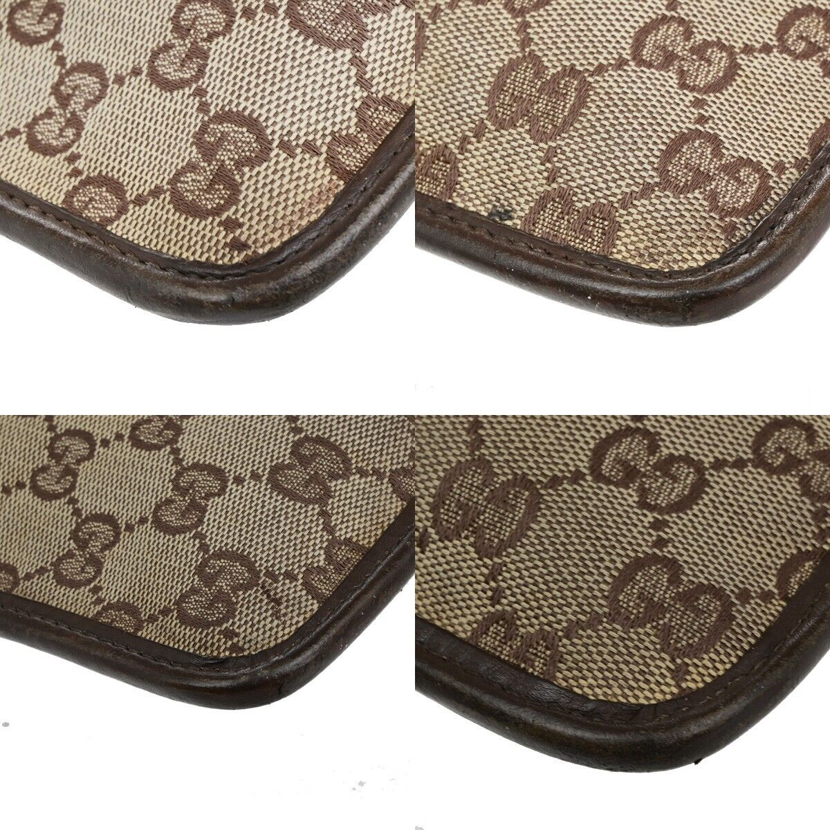 GUCCI Logo GG Pattern Shoulder  Bag Canvas Leather Brown Silver Italy 66ED404