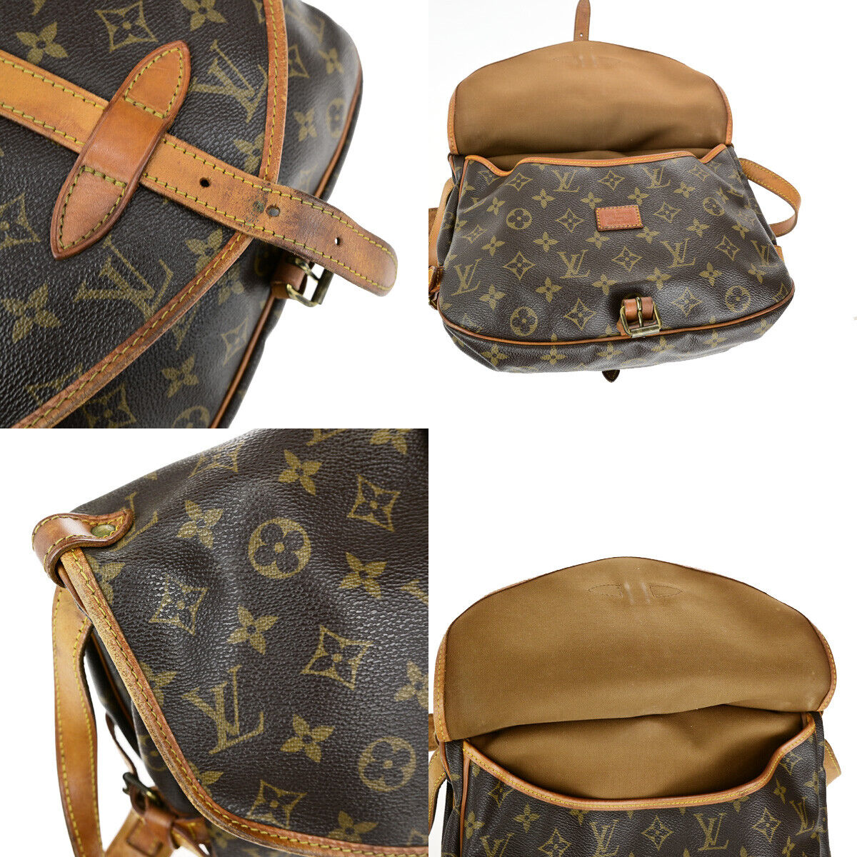 LOUIS VUITTON Logo Saumur 30 Shoulder Bag Monogram Leather Brown M42256 30YG704