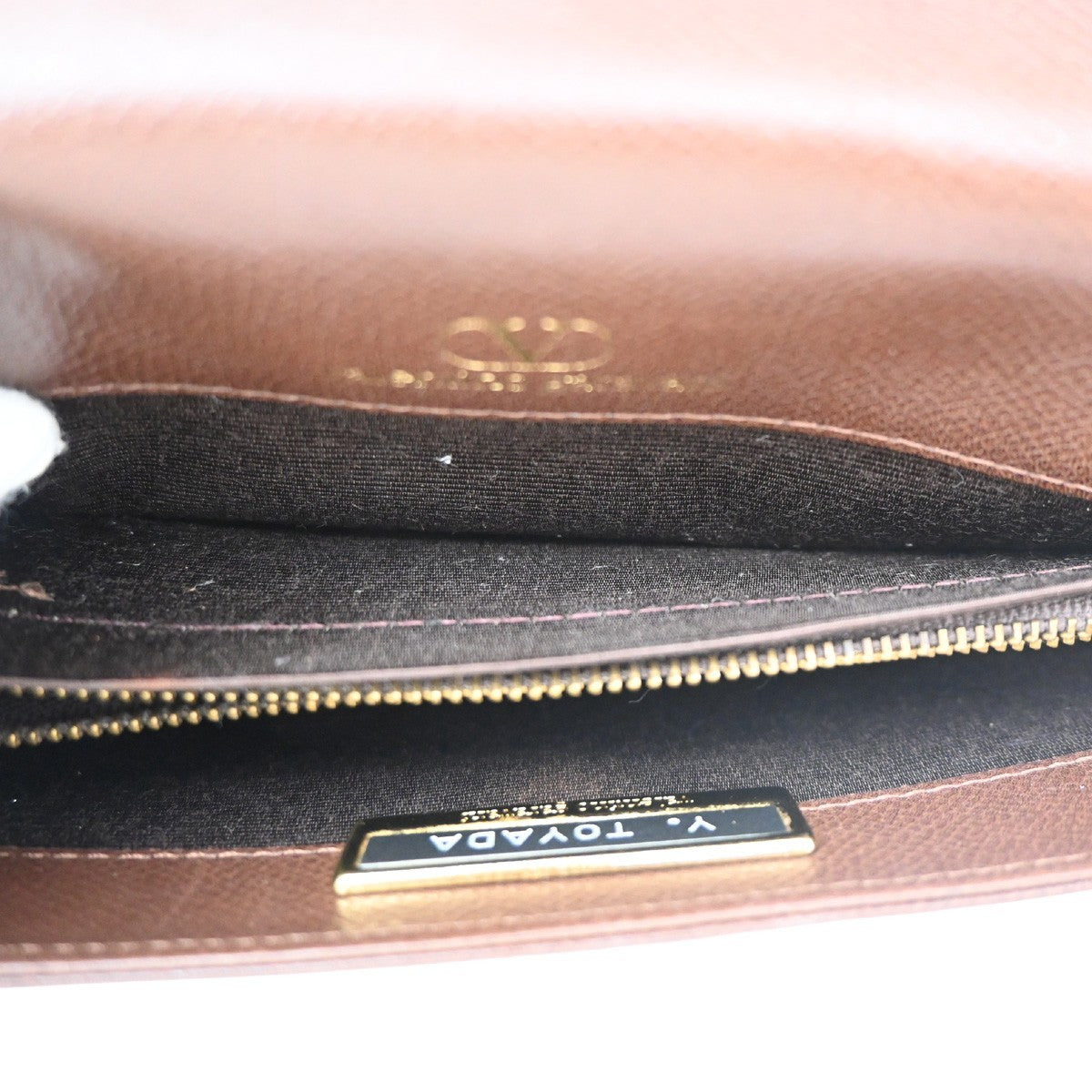 VALENTINO GARAVANI Logo Tassel Shoulder Bag Leather Brown GHW 63KD148