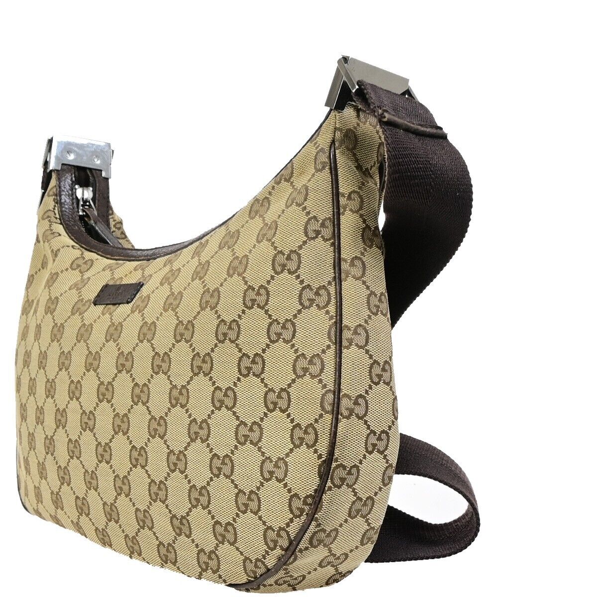 GUCCI GG Pattern Shoulder Bag Canvas Leather Brown SHW Made in  Italy 61EB656