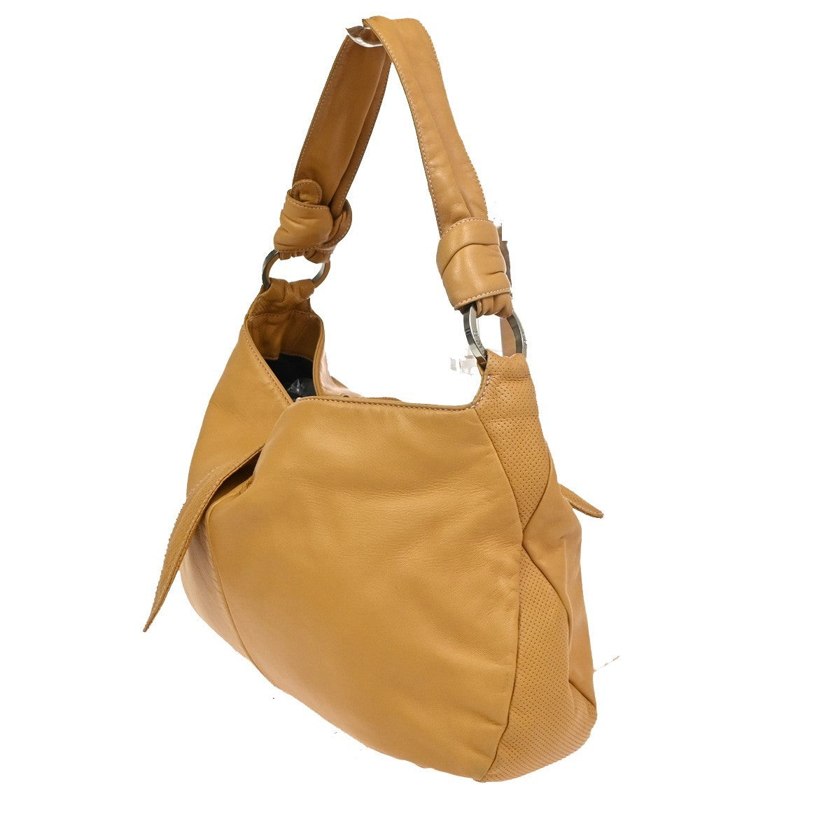 LOEWE Logo Anagram Knot Hobo Shoulder Hand Bag Leather Beige SHW Spain 73CA770