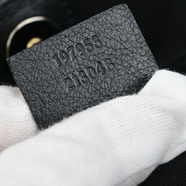 GUCCI GG Pattern Crystal Shoulder Bag Coating Canvas Leather Black 82EC973