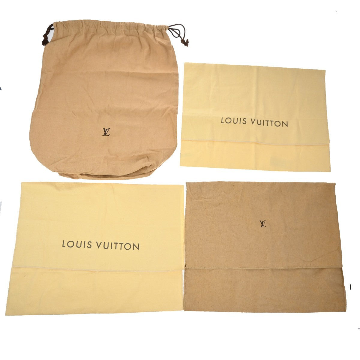 LOUIS VUITTON Logo 20 Set Drawstring Dust Bag Canvas Cotton Beige Brown 63EG381