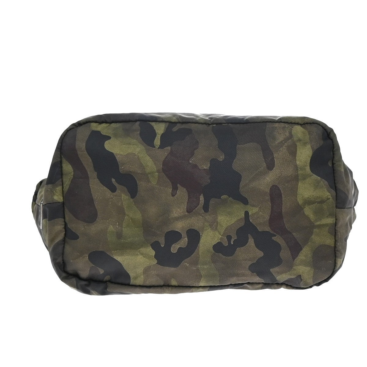 PRADA Logo Reversible Tessuto Hand Bag Nylon Leather Camouflage Black 35KP373