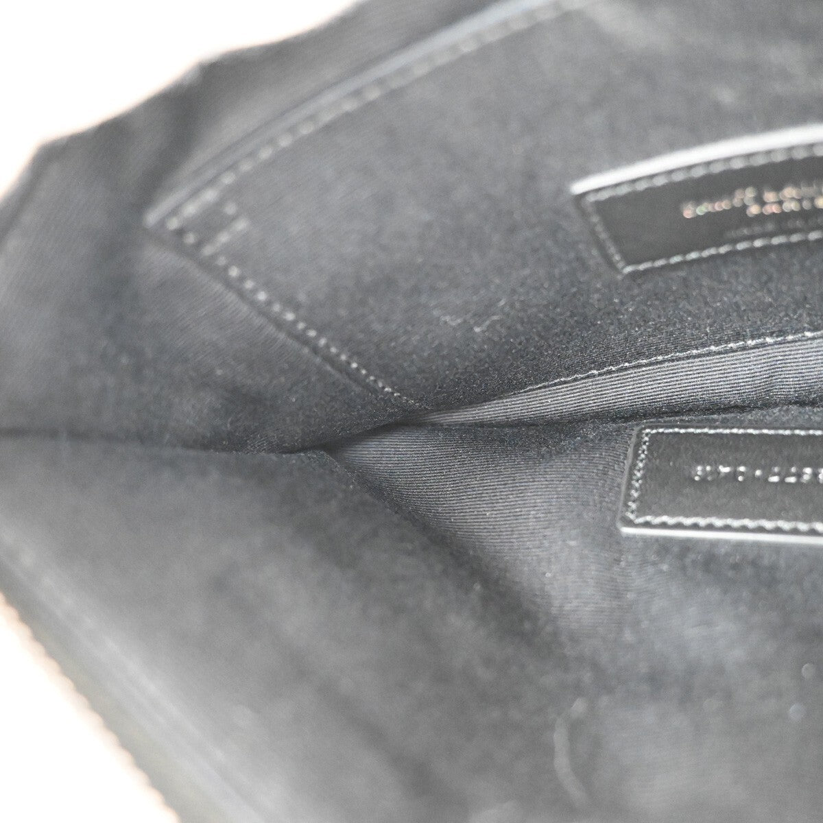 SAINT LAURENT YSL Logo Pouch Bag Leather Black SHW 69EE497