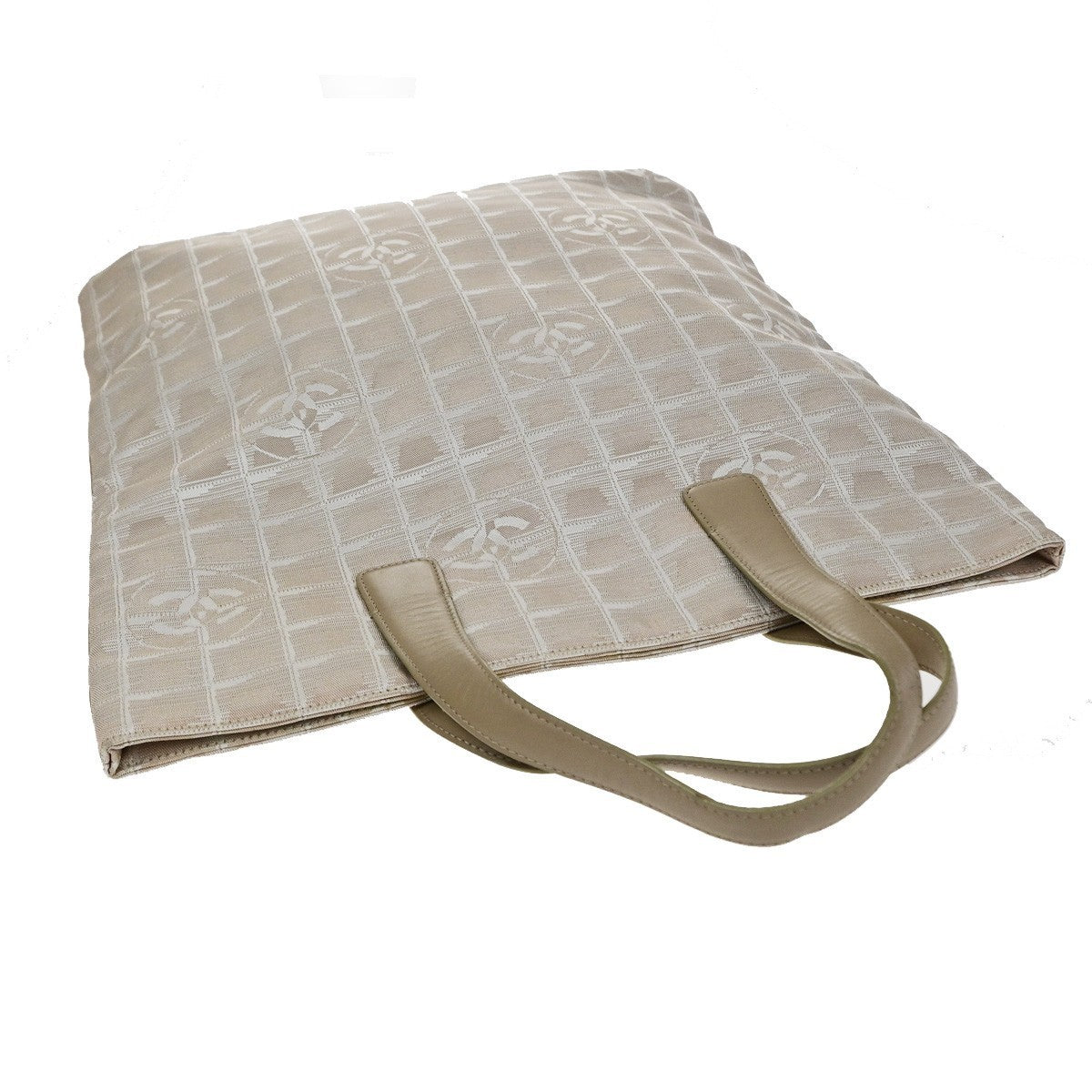 CHANEL CC Logo New Travel Line Shoulder Bag Nylon Leather Beige Italy 37EG407