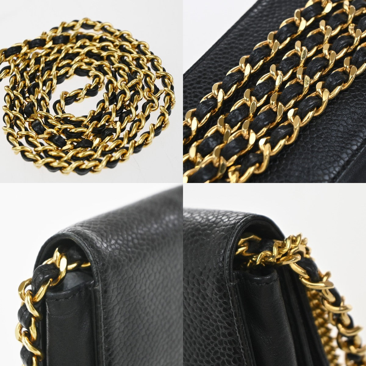 CHANEL Mini Cigarette Case Bag Grained Calfskin Leather Black Vintage 99RP057