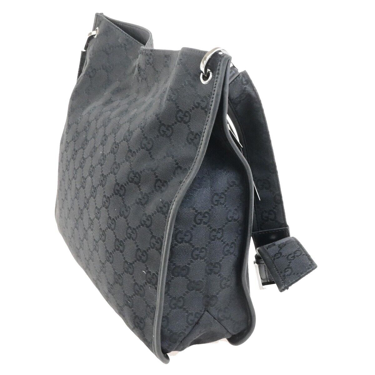 GUCCI Logo GG Pattern Cross Body Shoulder Bag Canvas Leather Black Italy 01FB473
