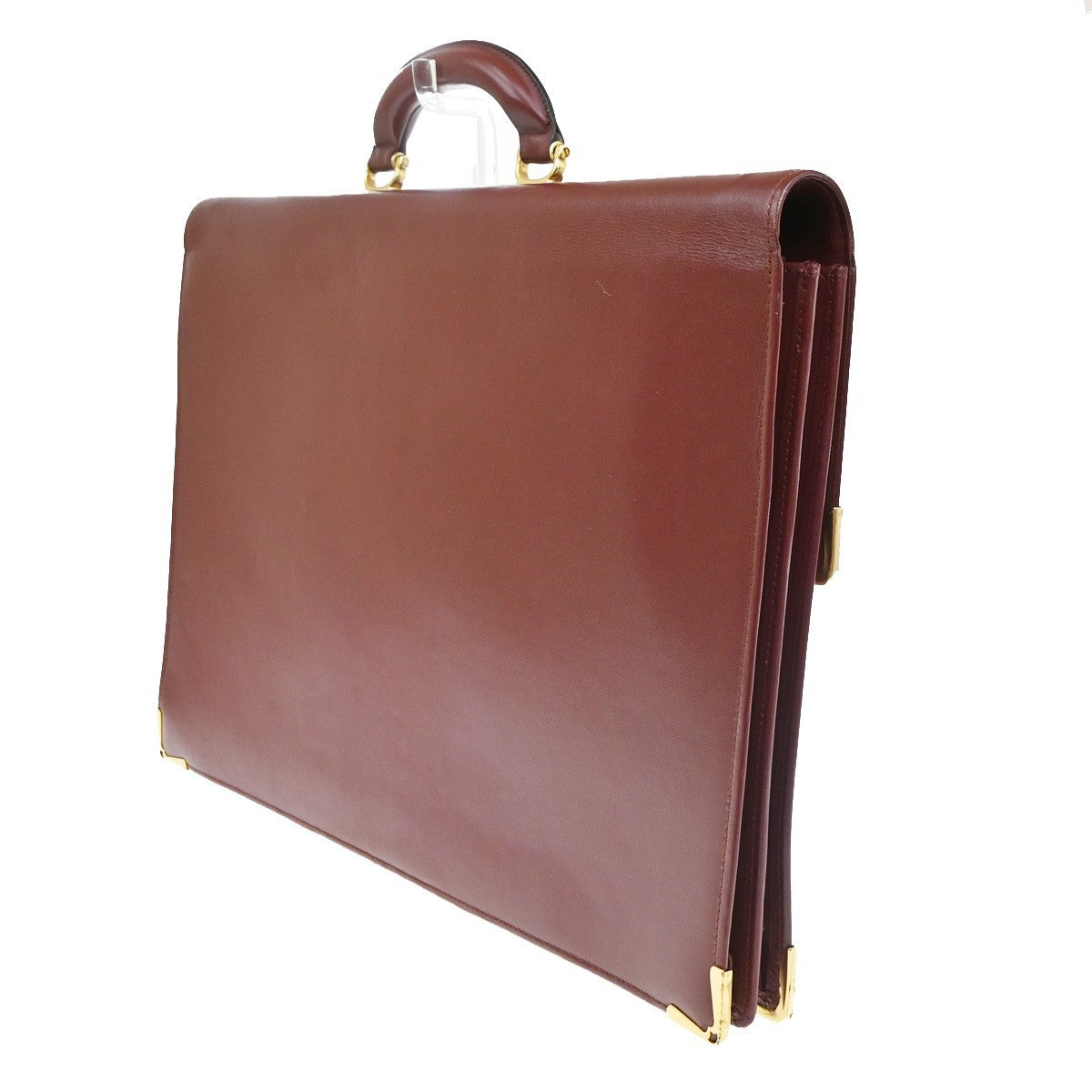 MUST DE CARTIER 2C Business Hand Bag Leather Bordeaux Red GHW Italy 31TA706