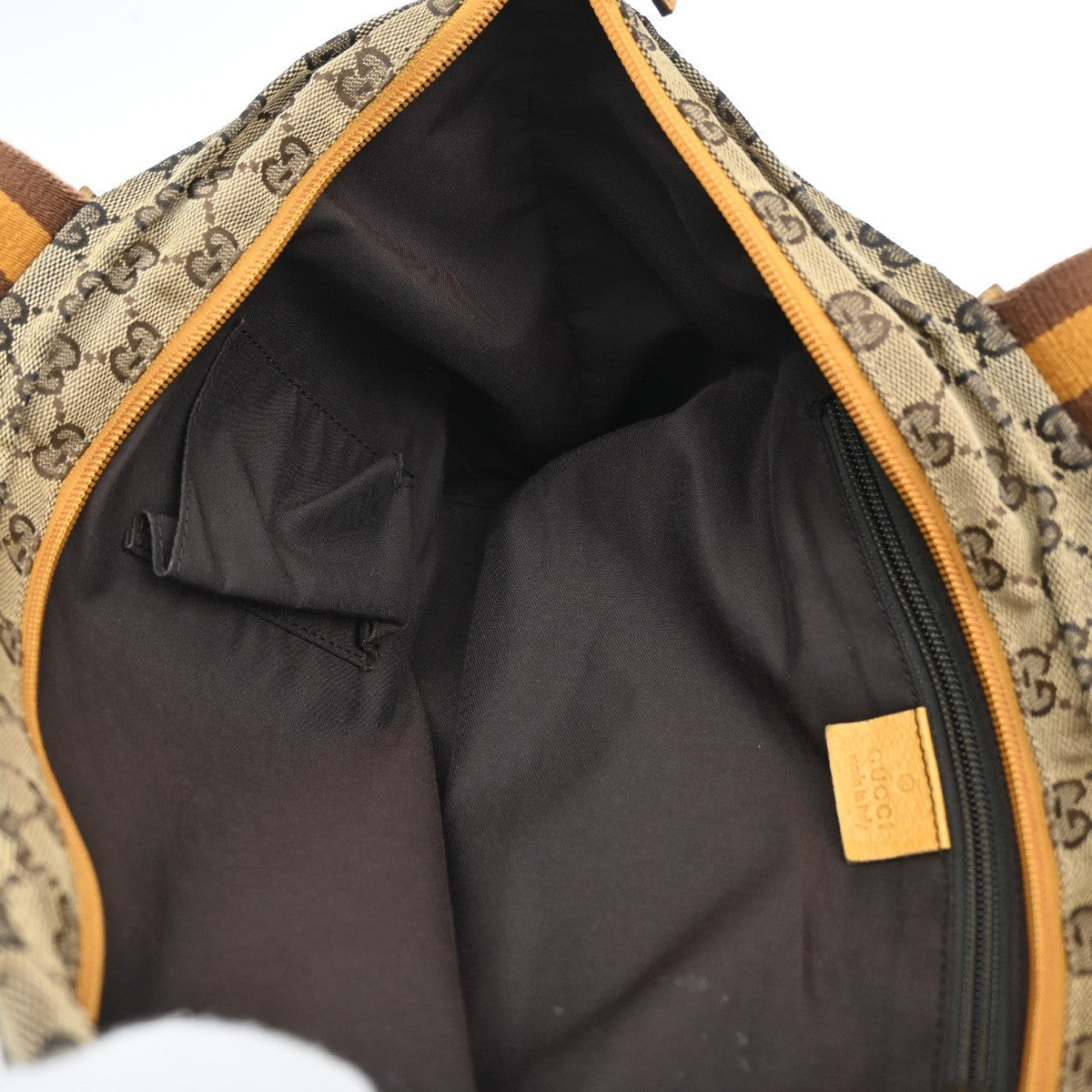 GUCCI GG Canvas Shoulder Tote Bag Leather canvas Yellow Italy 66CA368