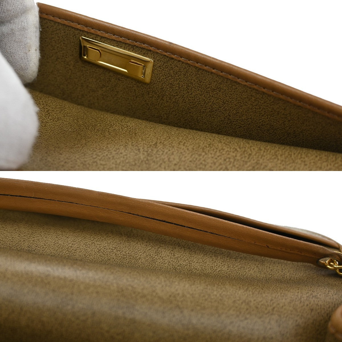 CHRISTIAN DIOR Logo Honey comb Chain Shoulder Bag PVC Leather GHW Beige 65KB707