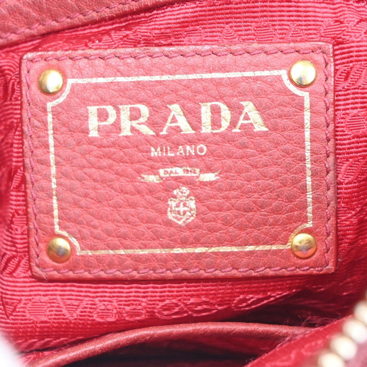 PRADA Logo 2way Crossbody Shoulder Hand Bag Embossing Leather Red GHW 84MA284