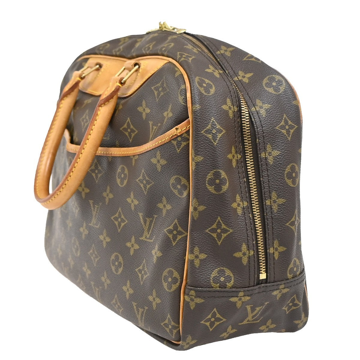 LOUIS VUITTON LV Logo Deauville Hand Bag Monogram Leather Brown M47270 35YJ033