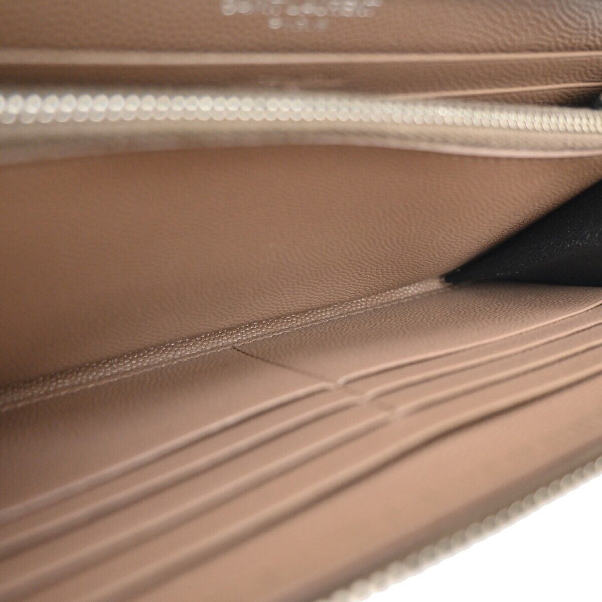 SAINT LAURENT YSL Logo Bifold Zipper Wallet Purse Leather Brown Italy 64EA259