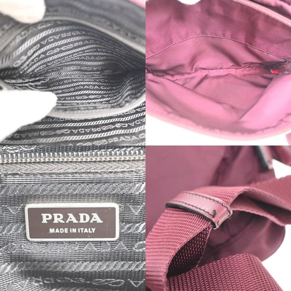 PRADA Logo Tessuto Crossbody Shoulder Bag Nylon Leather Red SHW 73KP542