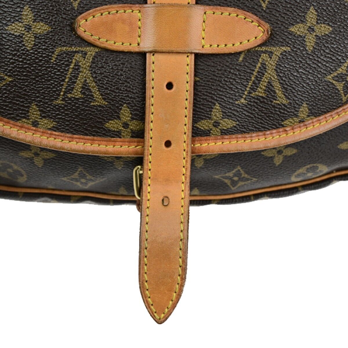 LOUIS VUITTON Logo Saumur 30 Shoulder Bag Monogram Leather Brown M42256 13SH865