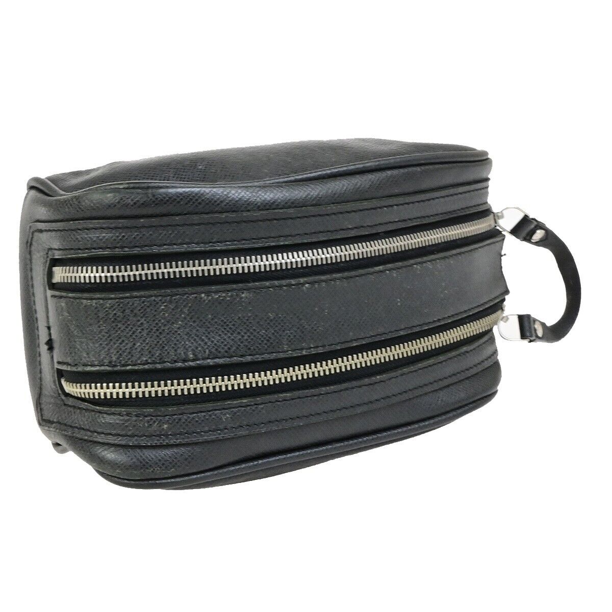 LOUIS VUITTON Trousse Ivan Hand Bag Pouch Taiga Leather Black M32492 04KA463