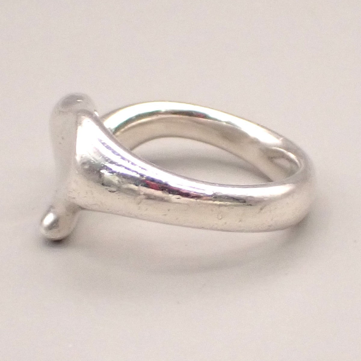 TIFFANY&Co. Logo Full Heart Diamond Ring Silver 925 Elsa Peretti Spain 08KC937