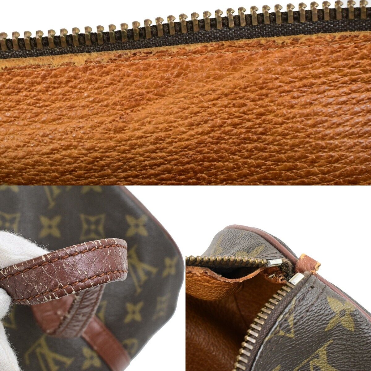 LOUIS VUITTON Logo PAPILLON 30 Hand Bag Monogram Leather Brown M51365 09FB281