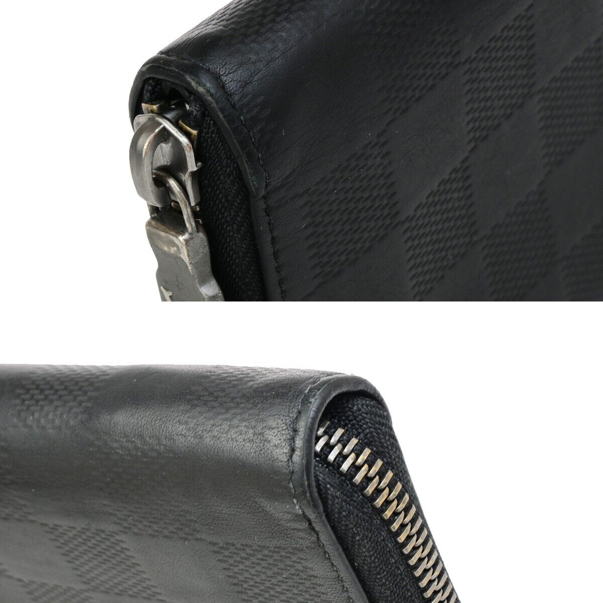 LOUIS VUITTON Zippy Wallet Vertical Damier Infini Leather Black N63548 68ED248