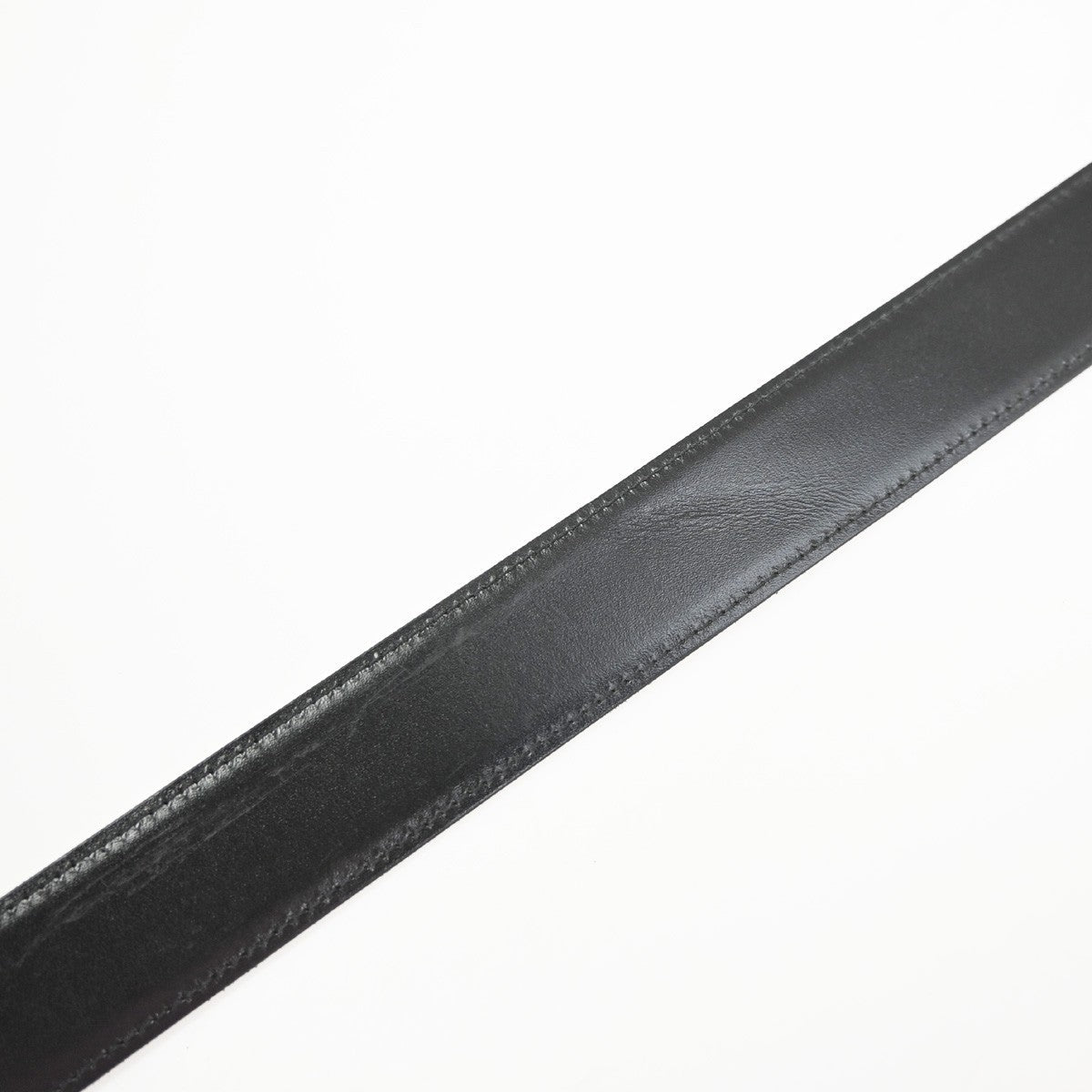 MUST DE CARTIER Logo Santos Waist Belt Leather Black GHW SHW France 66YH979
