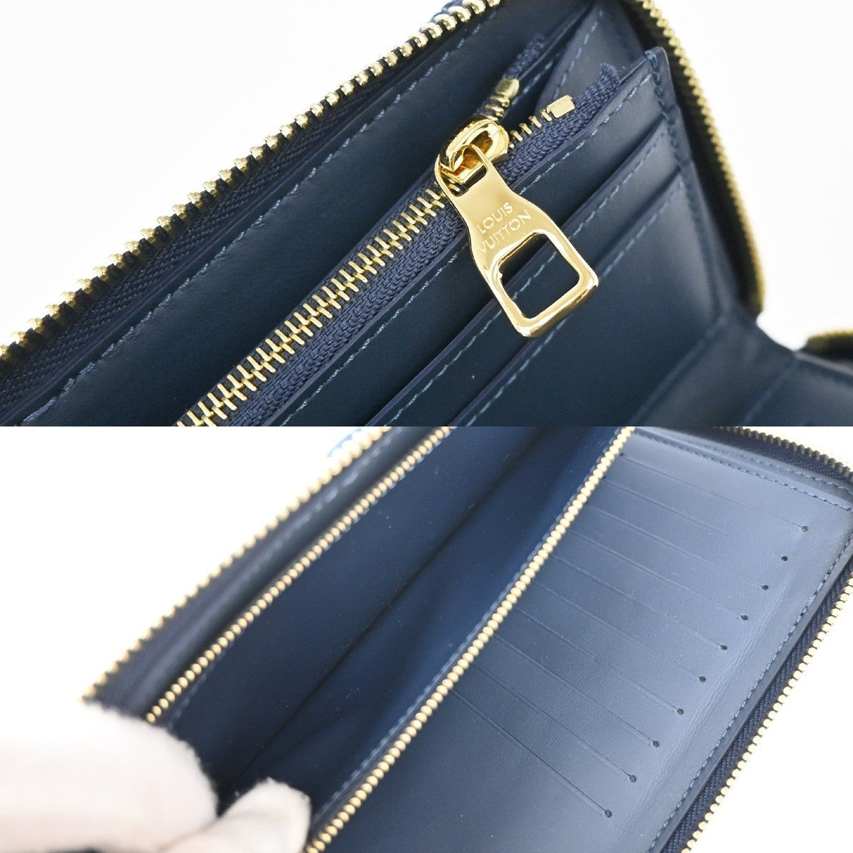 LOUIS VUITTON NIGO Zippy Wallet Vertical Monogram Denim Blue M81107 46RL483
